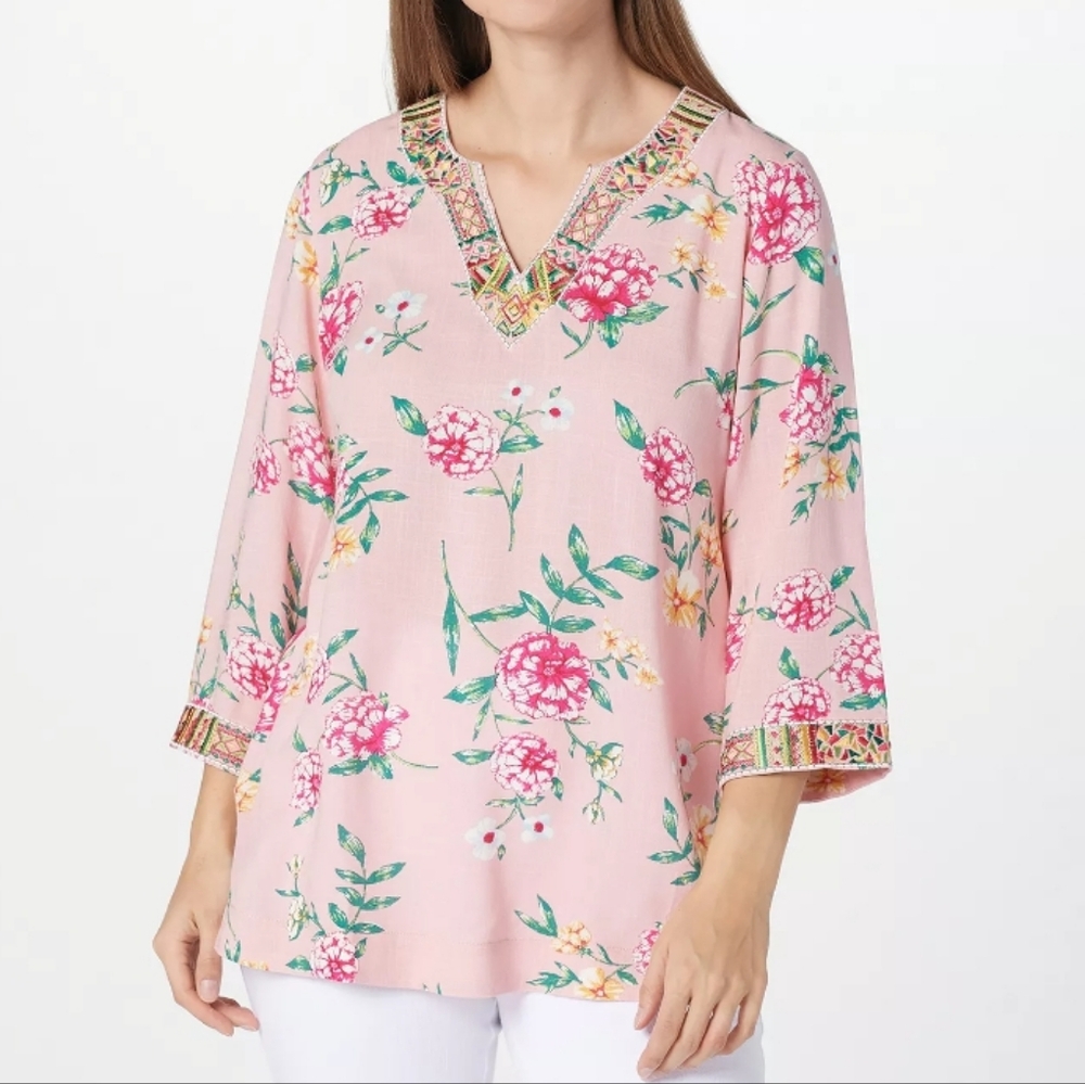Belle by Kim Gravel Floral Print Blouse